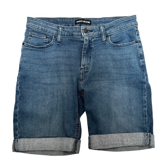 DKNY Bermuda Denim Shorts | Mid Rise Stretch Jean Shorts | Size 10 - Picture 1 of 9